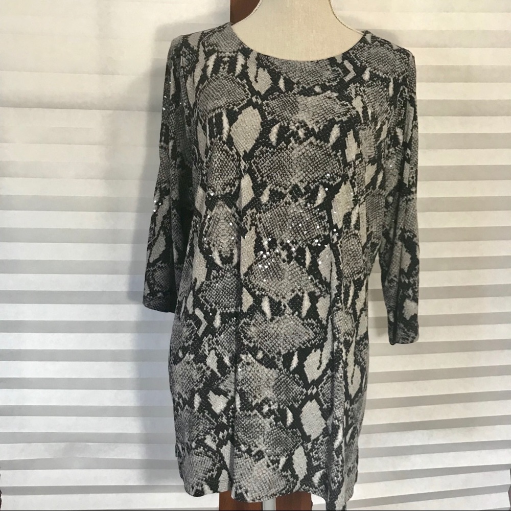 Snakeprint Sequin Top